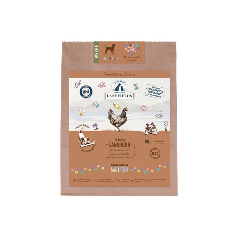 Lakefields Trockenfleisch Menü Huhn Welpe