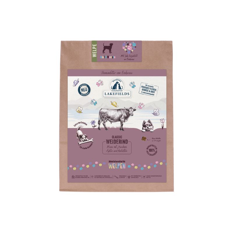 Lakefields Trockenfleisch Menü Rind Welpe