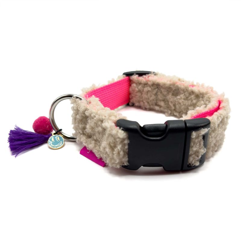 MooiZo Halsband Teddy beige pink (2)