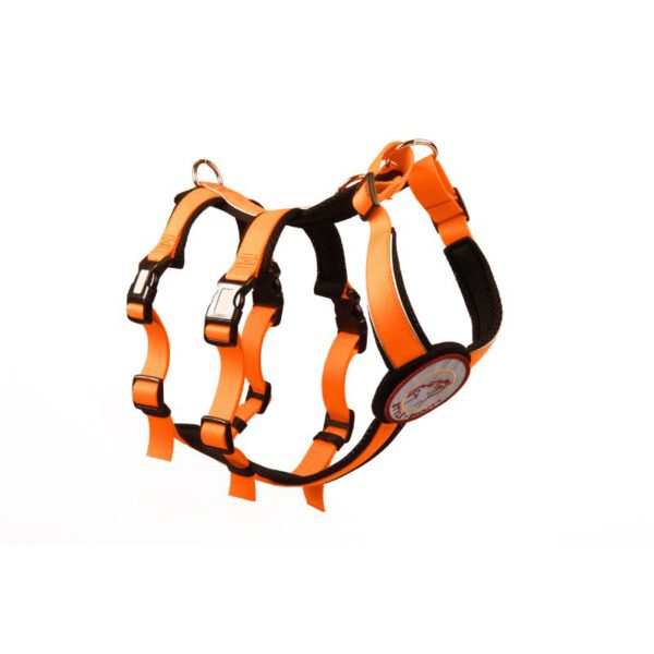 StyleSnout Sicherheitsgeschirr – Patch&Safe – Neon-Orange-Black vorne